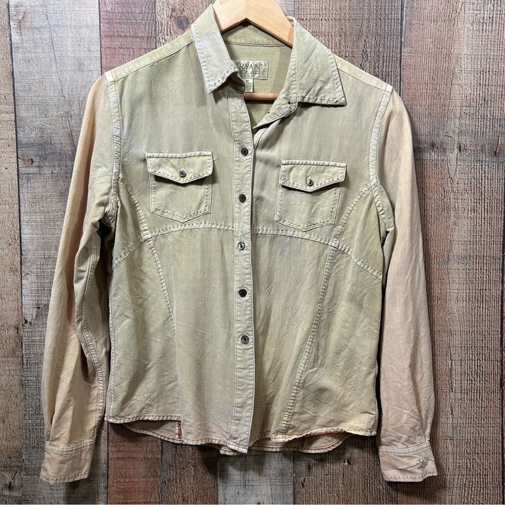 Ryan Michael Medium Women's Western Button Up Shirt Garment Dyed Utility Top